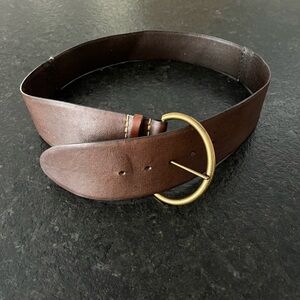 GAP Brown Leather Belt with Classic Brass Buckle
